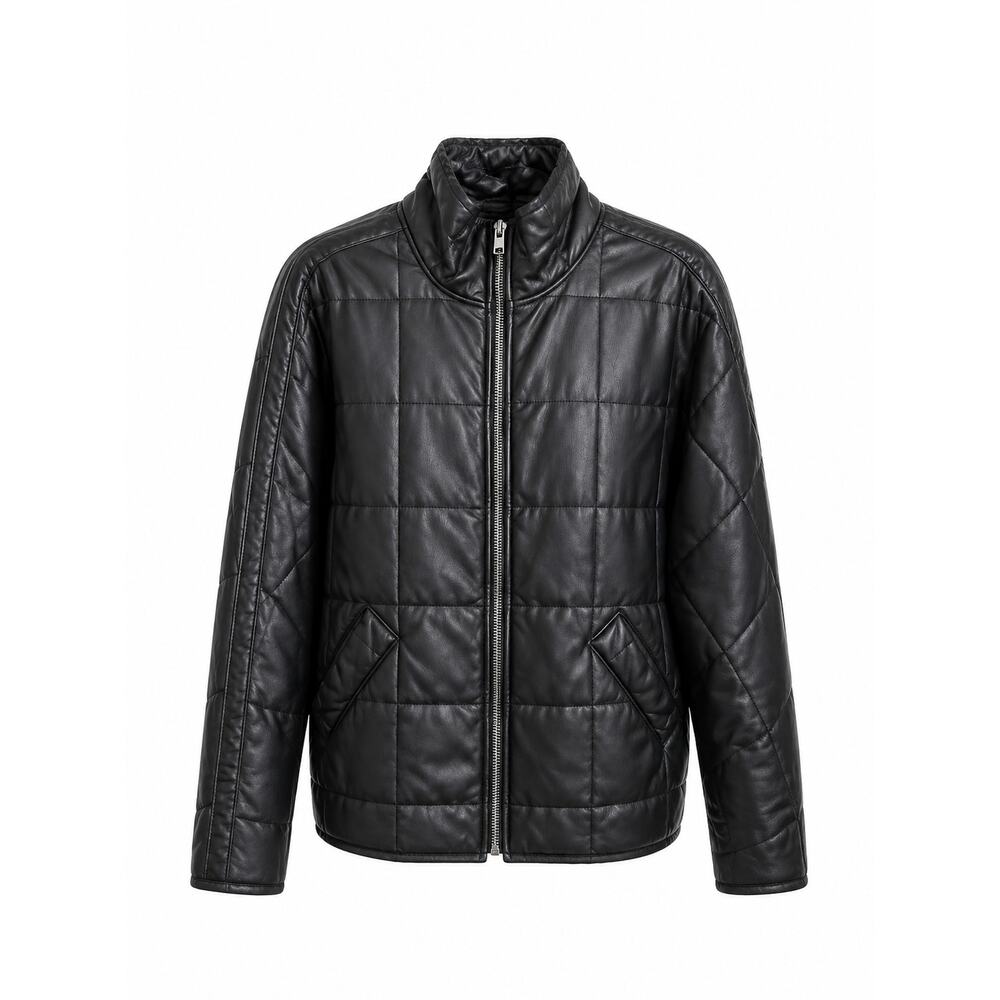 We the Free People Black Vegan Leather Quilted Dolman Sleeve Jacket Women's S